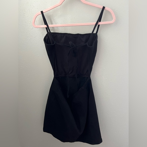 Reformation Kate Tie Back Denim Mini Dress in Black Size 12 - Picture 6 of 10